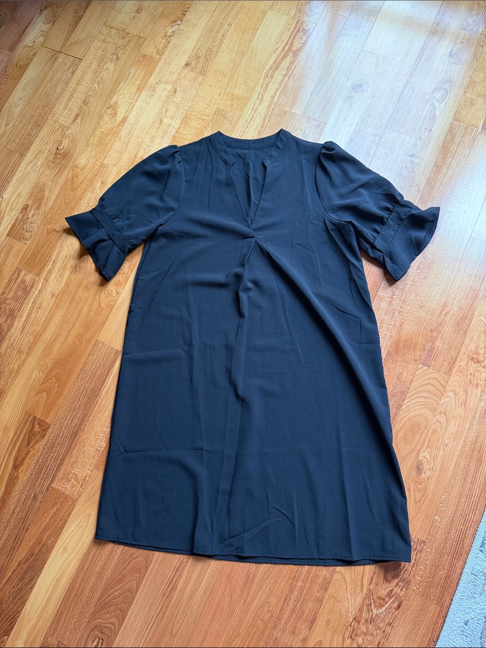 Classic Black Short-Sleeve Shift Dress